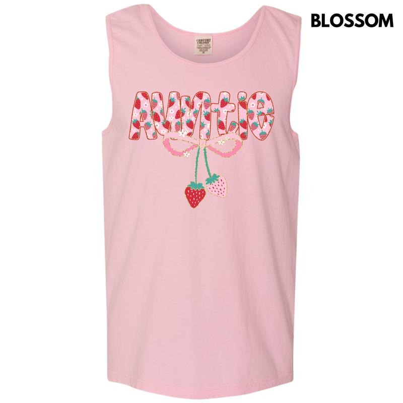 Tank Top - Auntie Strawberry Coquette Comfort Colors Tank Top 'NLB'