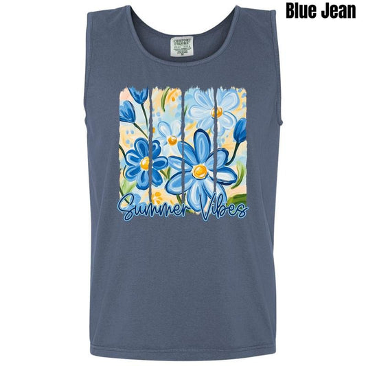 Tank Top - Blue Flower Summer Vibes Comfort Colors Tank Top 'NLB'