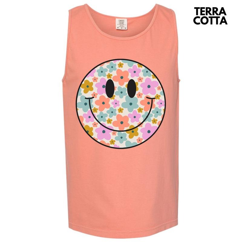 Tank Top - Fun Flower Happy Face Comfort Colors Tank Top 'NLB'