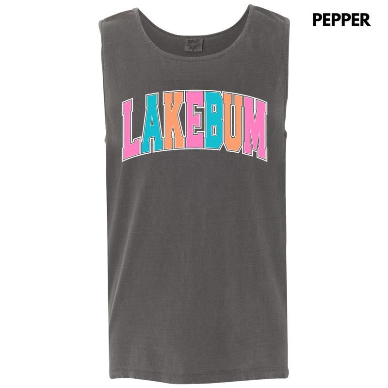Tank Top - Lake Bum Varsity Letter Comfort Colors Tank Top 'NLB'