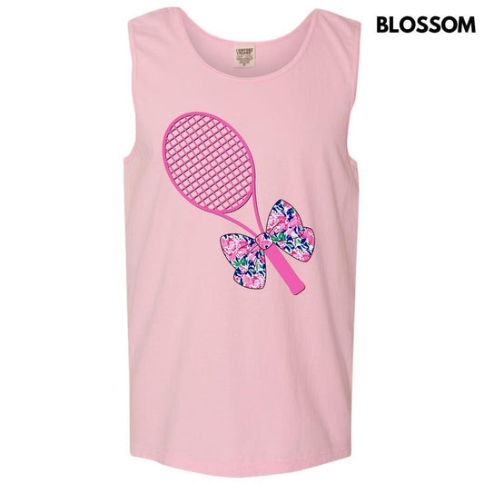 Tank Top - Pink Tennis Racket Comfort Colors Tank Top 'NLB'