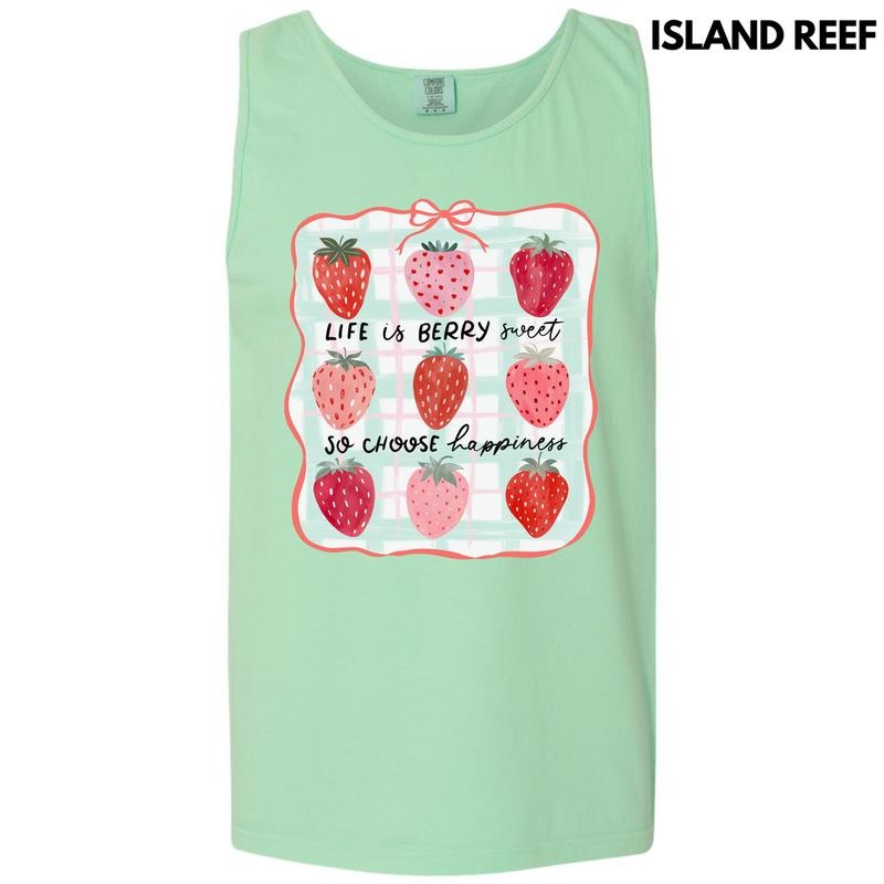 Tank Top - Plaid Straw-Berry Sweet Collage Comfort Colors Tank Top 'NLB'
