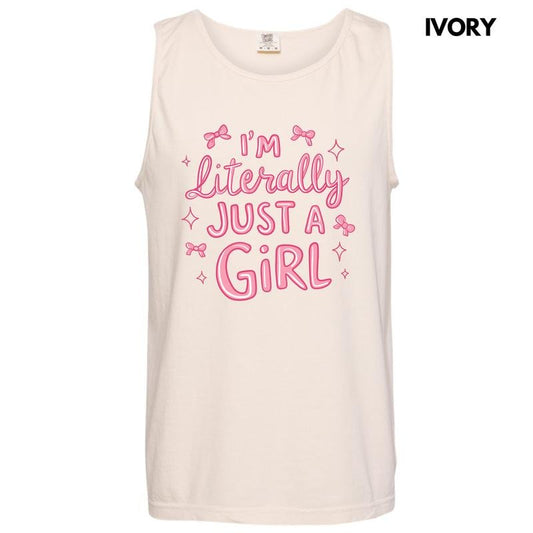 Tank Top - Ribbon Just A Girl Comfort Colors Tank Top 'NLB'