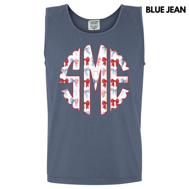 Tank Top - Ribbon USA Monogram Comfort Colors Tank Top 'NLB'