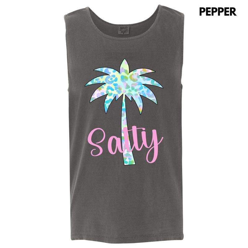 Tank Top - Salty Palm Tree Comfort Colors Tank Top
