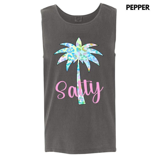 Tank Top - Salty Palm Tree Comfort Colors Tank Top