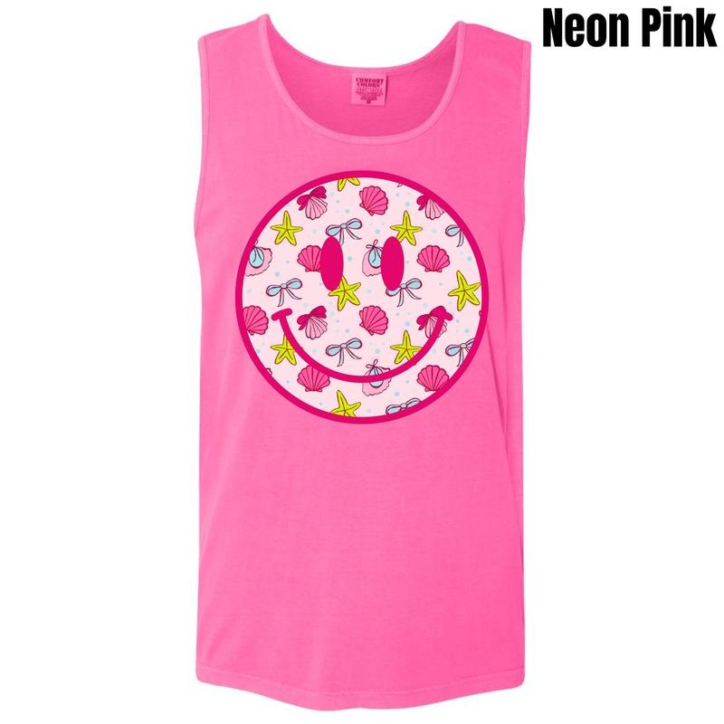 Tank Top - Shells & Bows Happy Face Comfort Colors Tank Top 'NLB'