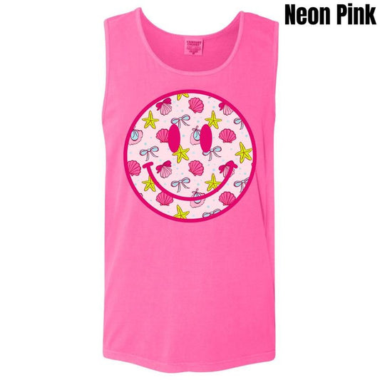 Tank Top - Shells & Bows Happy Face Comfort Colors Tank Top 'NLB'