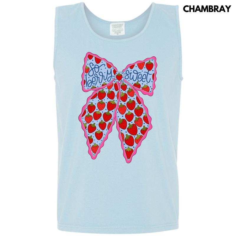 Tank Top - So Berry Sweet Bow Comfort Colors Tank Top 'NLB'