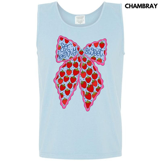 Tank Top - So Berry Sweet Bow Comfort Colors Tank Top 'NLB'