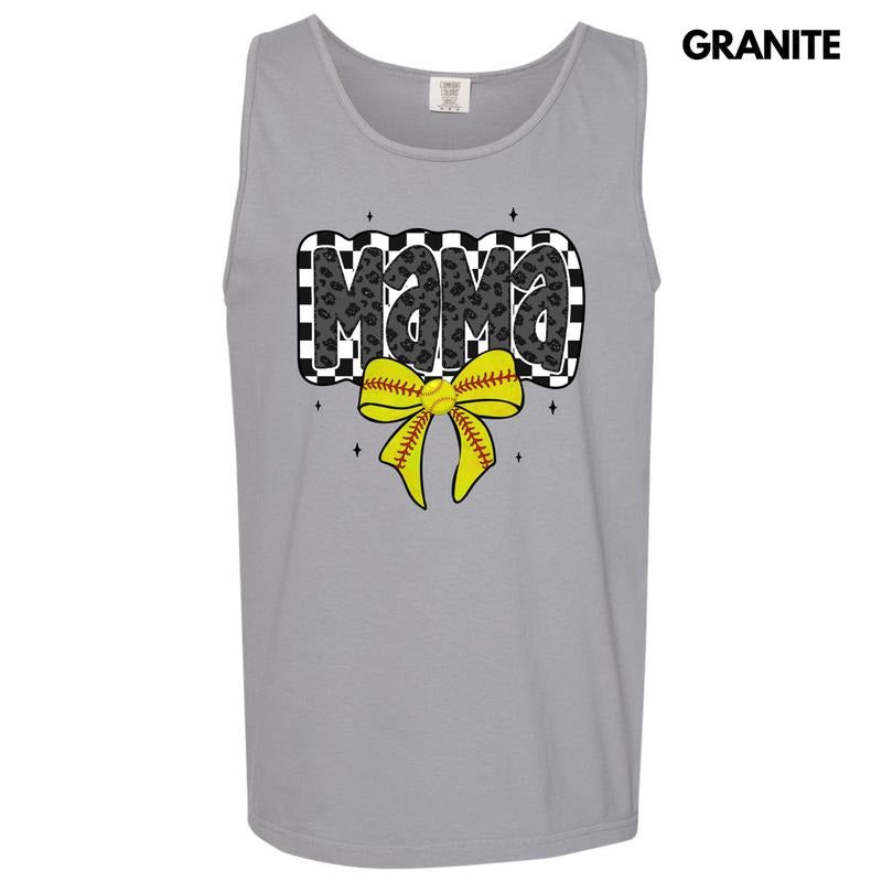 Tank Top - Softball Checkered Mama Comfort Colors Tank Top 'NLB'