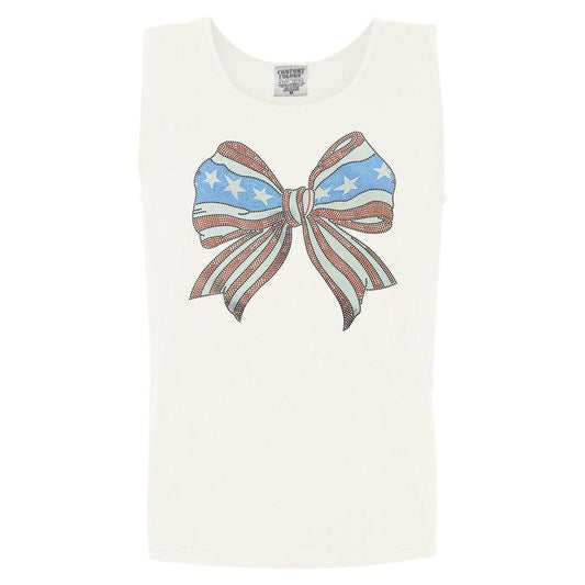Tank Top - Spangled Patriotic Bow Comfort Colors Tank Top