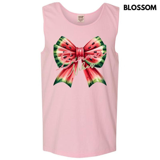 Tank Top - Summer Watermelon Bow Comfort Colors Tank Top 'NLB'