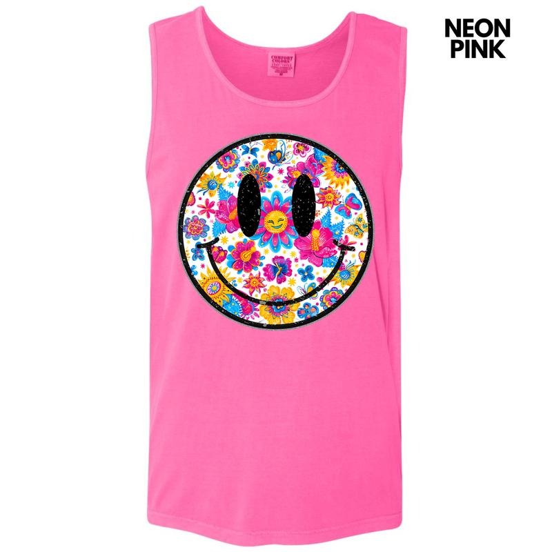 Tank Top - Sunny Butterfly Happy Face Comfort Colors Tank Top 'NLB'