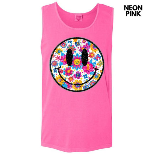 Tank Top - Sunny Butterfly Happy Face Comfort Colors Tank Top 'NLB'