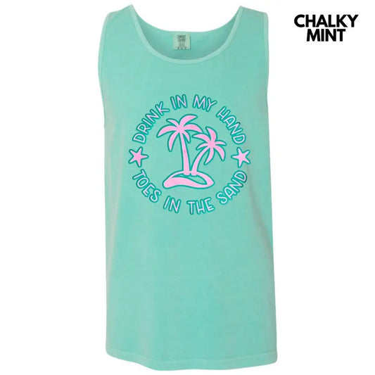 Tank Top - Toes In The Sand Puff Comfort Colors Tank Top