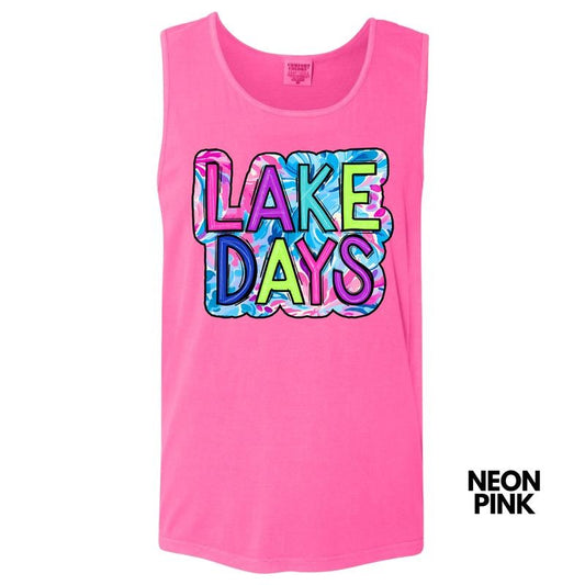 Tank Top - Watercolor Lake Days Comfort Colors Tank Top 'NLB'