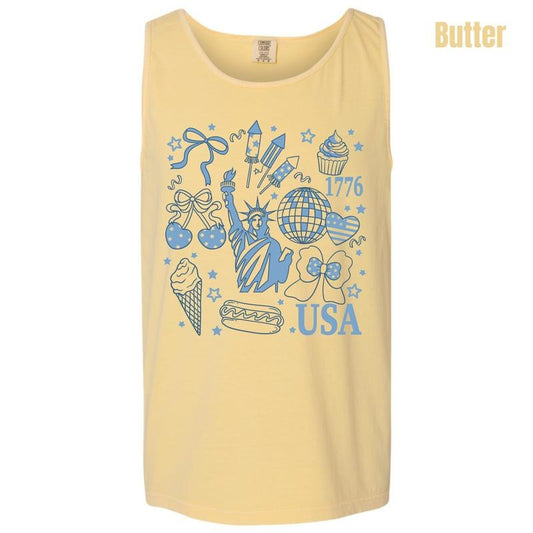 Tank Top -Blue USA Collage Comfort Colors Tank Top 'NLB'