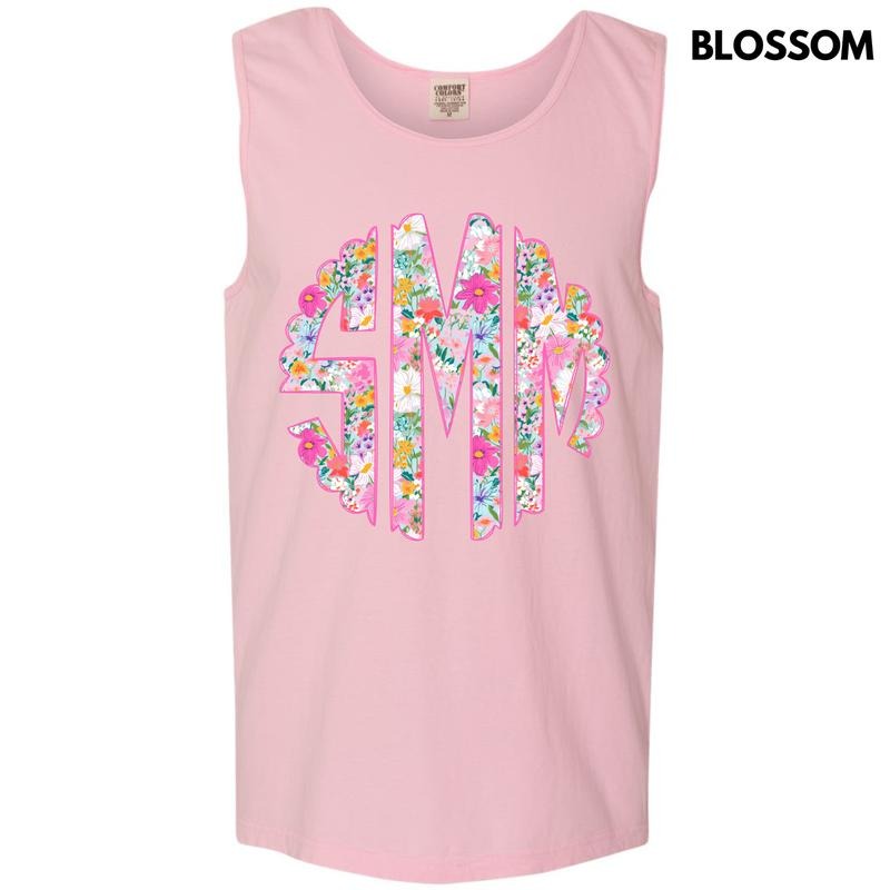 Tank Top -Garden Girl Monogram Comfort Colors Tank Top 'NLB'