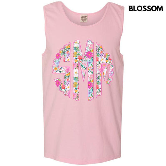 Tank Top -Garden Girl Monogram Comfort Colors Tank Top 'NLB'