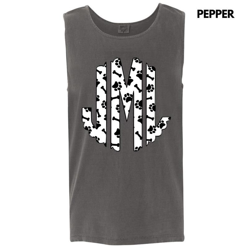 Tank Top -Paws & Bones Monogram Comfort Colors Tank Top 'NLB'