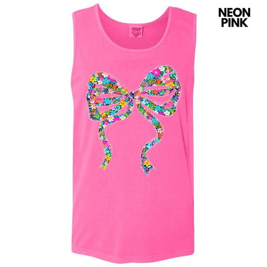 Tank Top -Ribbon Ditzy Floral Comfort Colors Tank Top 'NLB'