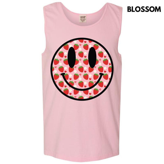 Tank Top -Strawberry Happy Face Comfort Colors Tank Top 'NLB'