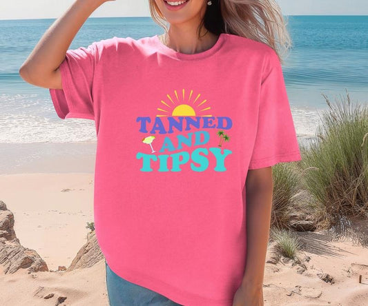 Tanned and Tipsy Comfort colors Tee shirt