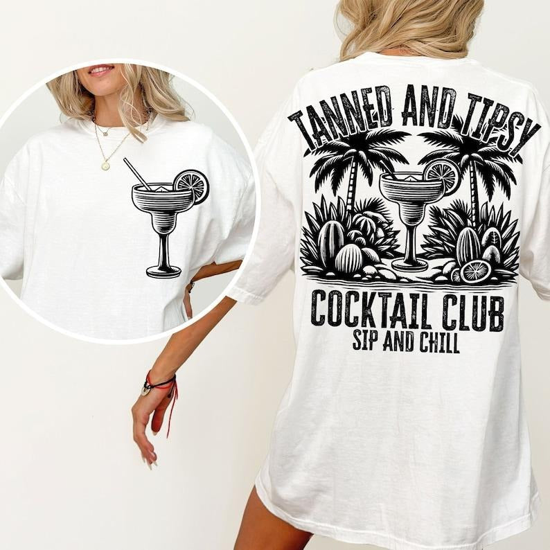 Tanned and Tipsy , Summer , Beach , Retro Summer , Summer Shirt Sublimation, Summer aesthetic