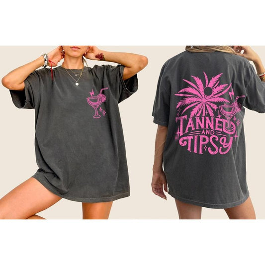Tanned and Tipsy, Drunk Vibes, Summer Fun, Beach Days, Margarita, Hot Girl Summer, Tshirt, Women's Comfort Color Tee, Tshirt