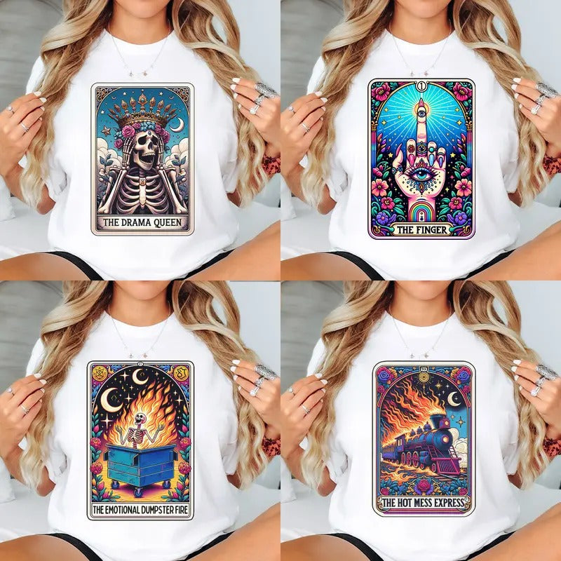 Tarot Card T-Shirts Round 2 - Print is Sublimation, Unisex Fit, Funny Tee, Bright Graphic, Funny Apparel, Gift Idea, Relaxed Fit, Casual Apparel, Cute Top, Great with Jeans, All Seasons, Fun Style, Comfortable Shirt