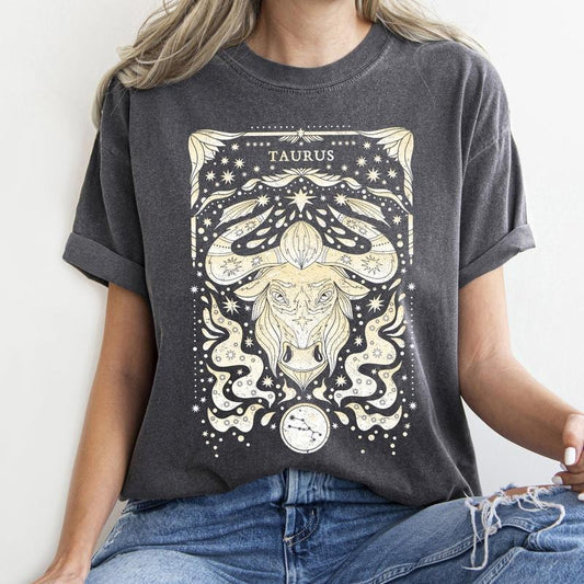 Taurus Celestial Zodiac Comfort Colors Tees, Horoscope, Astrology