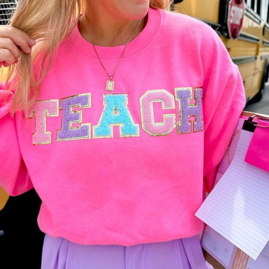 'Teach' Letter Patch Sweatshirt