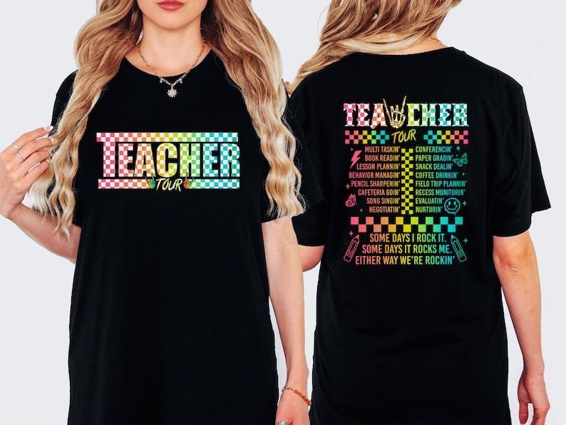 Teacher Tour Shirt, Trendy Shirt, Teacher Gift, Back To School Shirt, Retro Teacher Tour Front and Back Print Shirt, Cool gift for Teacher  T-shirt, sweater and Hoodie