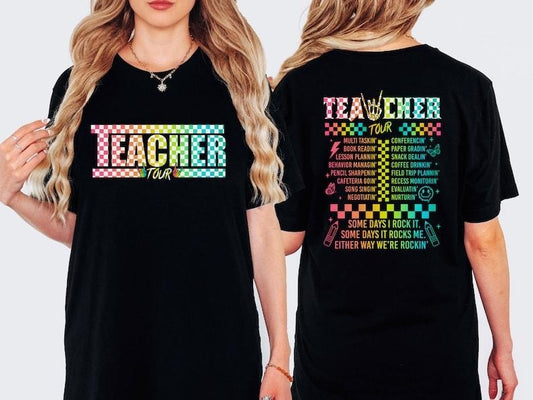 Teacher Tour Shirt, Trendy Shirt, Teacher Gift, Back To School Shirt, Retro Teacher Tour Front and Back Print Shirt, Cool gift for Teacher  T-shirt, sweater and Hoodie