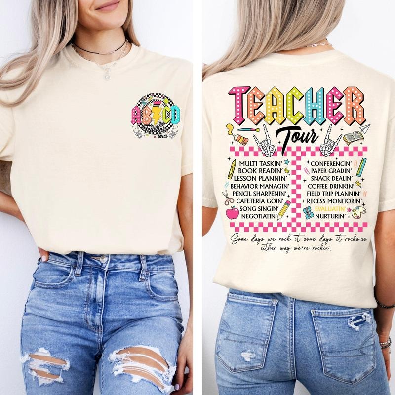 Teacher Tour, Back to School, Retro, Front and Back, First Day of School, Cute, Teacher Appreciation, Coquette, Comfort Colors T-Shirt