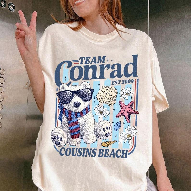 Team Conrad Junior Mint Bear Shirt Comfort Colors, Cousins Beach TSITP Shirt, Summer Beach Tee, Team Conrad Cousins Beach TShirt