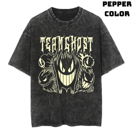Team Ghost Vintage Graphic Tees, Gengar T-Shirt, Pokemon Shirts, Vacation Outfits, Unisex Anime Manga Shirt Top Menswear Streetwear Womenswear