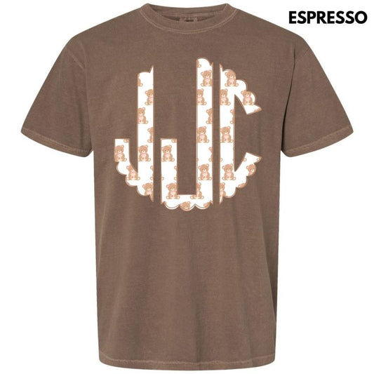Teddy Bear Monogram Comfort Colors T-Shirt 'NLB'
