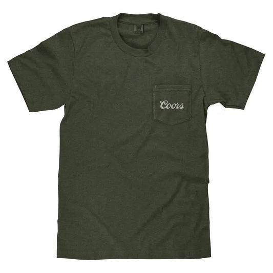 Tee Luv x Comfort Colors Faded Coors Rodeo Cowboy Left Chest Pocket T-Shirt - Moss Green