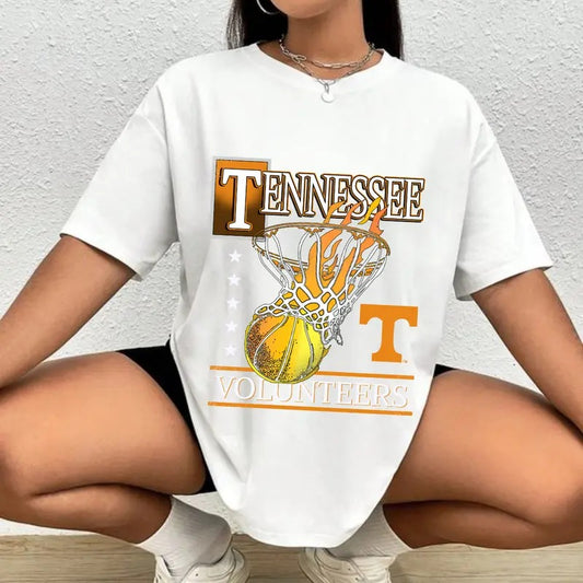 Tennessee Hoops Heavyweight Cotton T-Shirt ? Durable and Comfortable Tee Featuring Classic Tennessee Basketball Design ? Perfect for Sports Fans