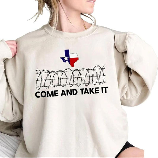 Texas Border, Come And Take It Shirt, Razor Wire Immigration Patriotic Sweatshirt, I Stand With Texas Sweatshirt , Hold The Line Sweatshirt, Texas Strong Sweatshirt, Patriotic Unisex Sweatshirt, Secure Our Borders Tee Womenswear Comfortable