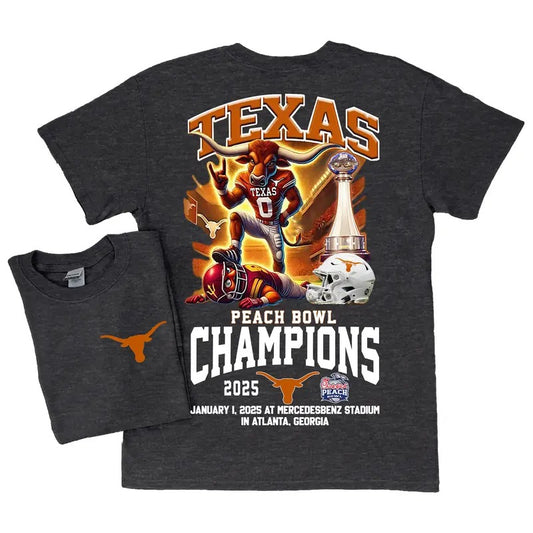 Texas Longhorns Peach Bowl Champs 2025 Mascot Shirt Classic Cotton Sweaters Womenswear Menswear football fan Comfortable Sweatshirt Hoodie Love Sport Stylish Tops Soft