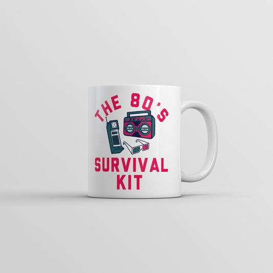 The 80s Survival Kit Mug Sarcastic Retro Graphic Coffee Cup-11oz Funny Coffee Mugs Ceramic Printed Drinkware Cup