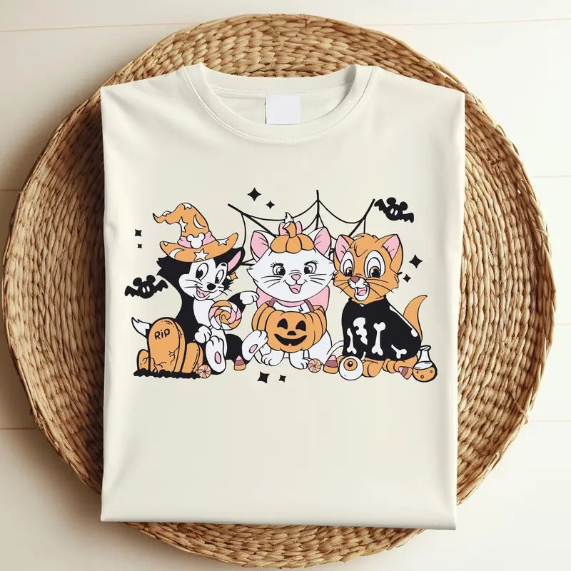 The Aristocats Marie Toulouse Berlioz Halloween Shirt Funny Pumpkin Sweatshirt Halloween Party Halloween Cat Lovers S50