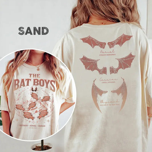 The Bat Boys Gildan T-shirt, Night Court Illyrians Tee, apparel featuring Rhysand, Cassian, and Azriel from A Court of Thorns and Roses.