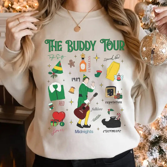 The Buddy Tour Shirt, Buddy Elf Sweatshirt, Elf Christmas Shirt, Buddy Elf Xmas Sweatshirt, Elf Christmas Movie Lover Gift, Christmas Shirt Christmas Gift Idea 2024, Gift For Him, Gift For Her