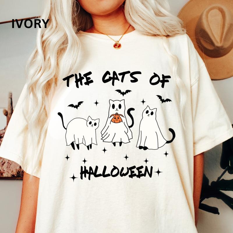 The Cats of Halloween Shirt, Halloween Cats Shirt, Fall shirt, Comfort Colors Halloween Shirt, Casual Shirt Unisex, Halloween Clothing, Graphic Halloween Apparel, Casual Cotton T-shirt, Unisex Halloween
