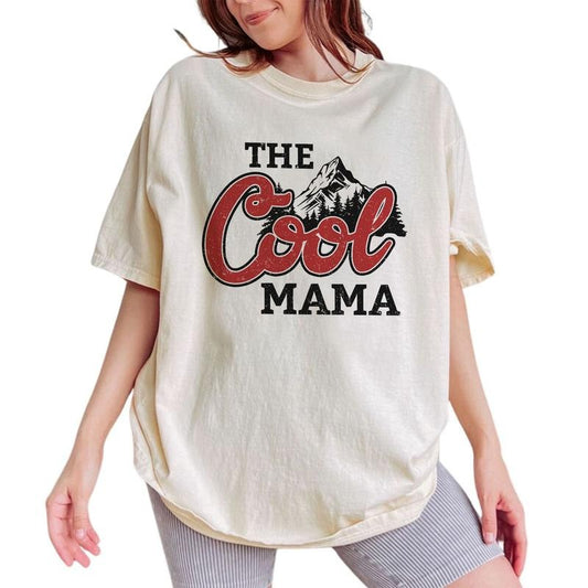 The Cool Mama Shirt, Vintage Cool Mama Tee, Mom Life Graphic Printed Short Sleeve, Gift For Mama, Cotton Fabric Comforts Shirt For Women, Women's Tops, Mother's Day Gift, Womenswear, Cotton Fabric Relaxed Fit Chic Style