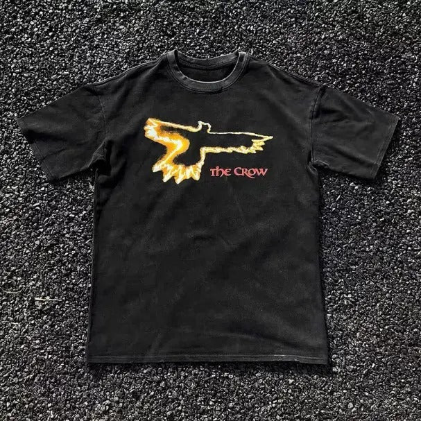 The Crow T-Shirt, Unisex Vintage Graphic Tees Gothic Grunge Y2k Emo Scene Amity Affliction Style Clothes Men Women Streetwear